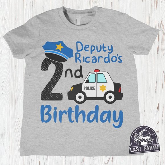 Police Birthday Party Shirt Personalized Boys Girls Birthday Gifts Cop Present - Picture 2 of 2
